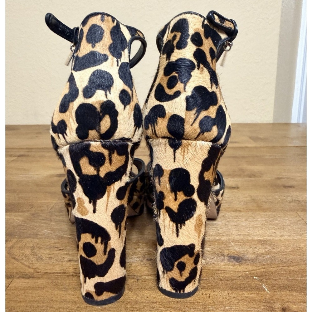 Coach Leopard Print Calf Hair Platform Block Heel Sandals Mob Wife Womens 8 - Picture 4 of 9